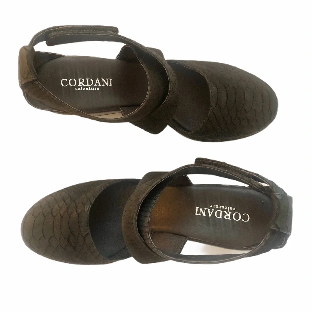NEW Cordani Brown Snakeskin Leather Wedges  40